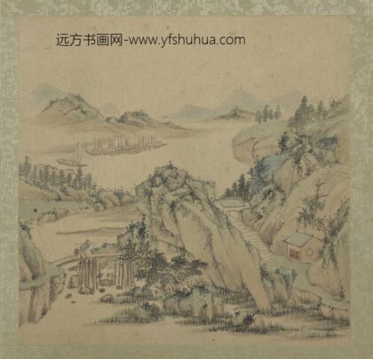 清王翚拟古山水画册负担渡桥.jpg
