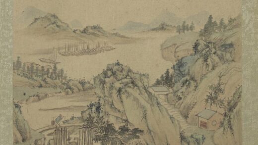 清王翚拟古山水画册负担渡桥.jpg
