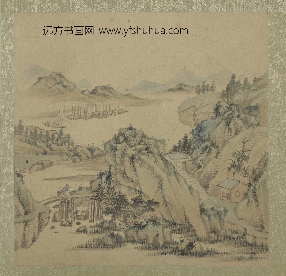 清王翚拟古山水画册负担渡桥