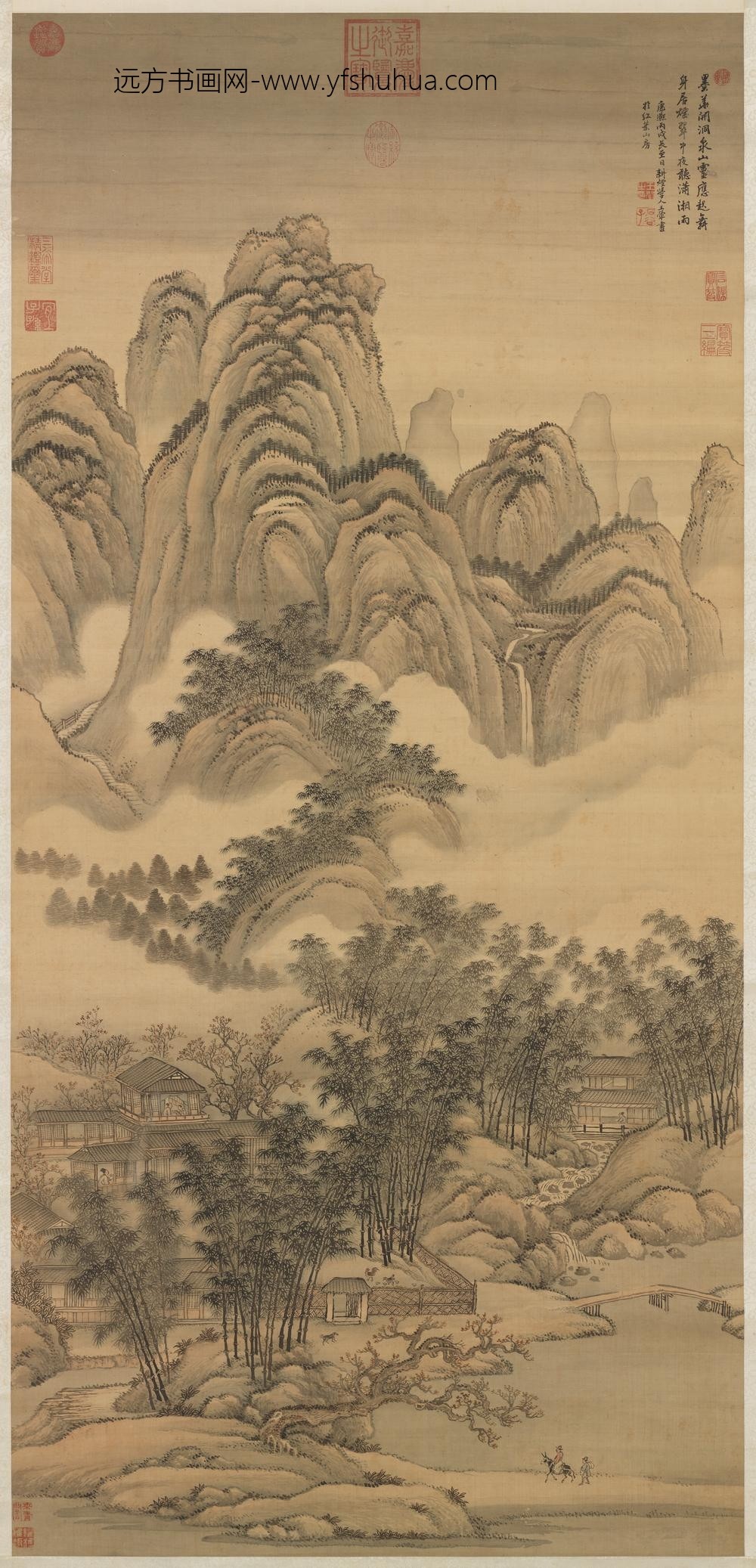清王翚潇湘听雨图轴