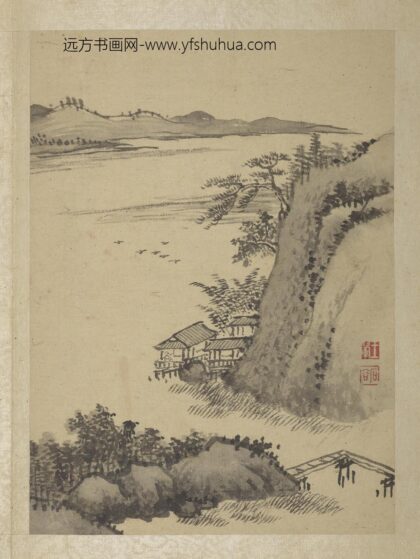 清王翚画山水册临水筑居.jpg