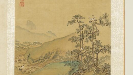 清王翚画山水册仿李嵩古木鹤群.jpg