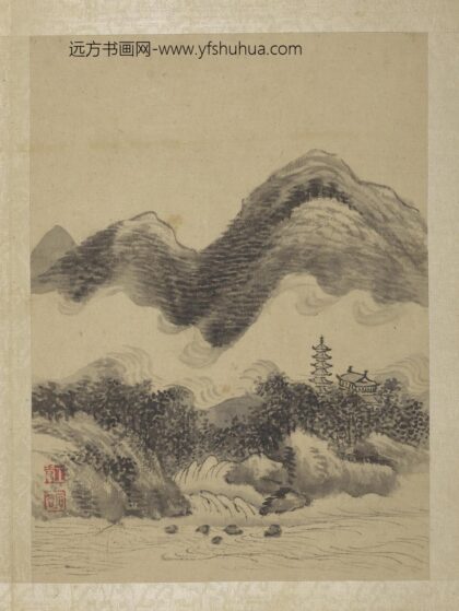 清王翚画山水册塔影在望.jpg