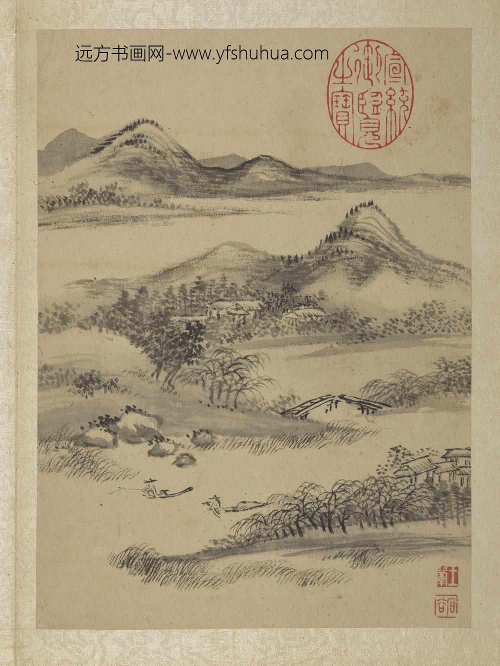 清王翚画山水册柳桥通幽