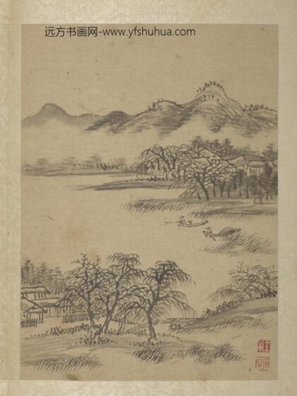清王翚画山水册柳艇垂钓.jpg