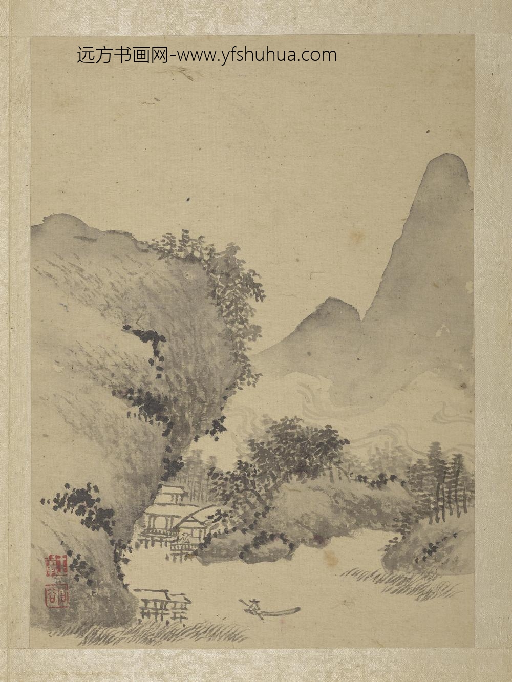 清王翚画山水册江上鼓棹