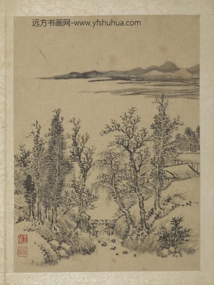 清王翚画山水册湖滨林屋.jpg