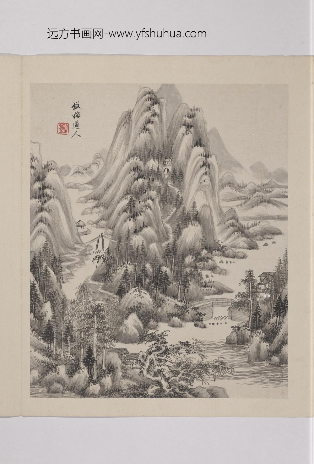 清王鉴仿古山水册仿吴镇山水
