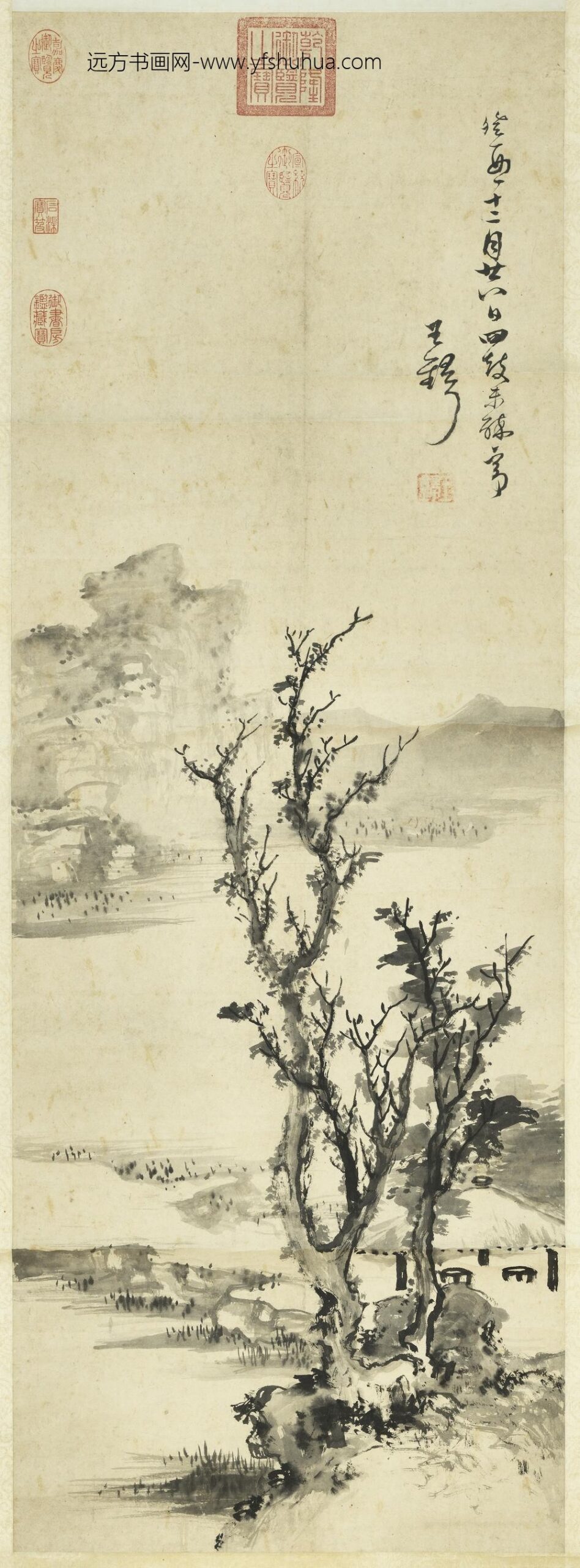 清王铎山水轴