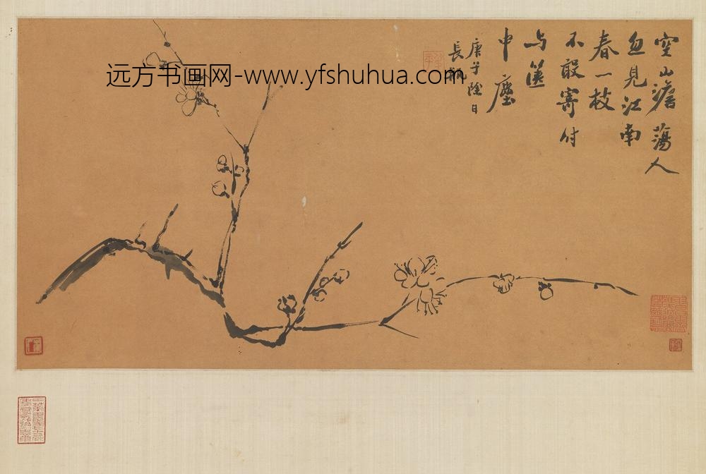 清翁同龢画梅并题轴-梅