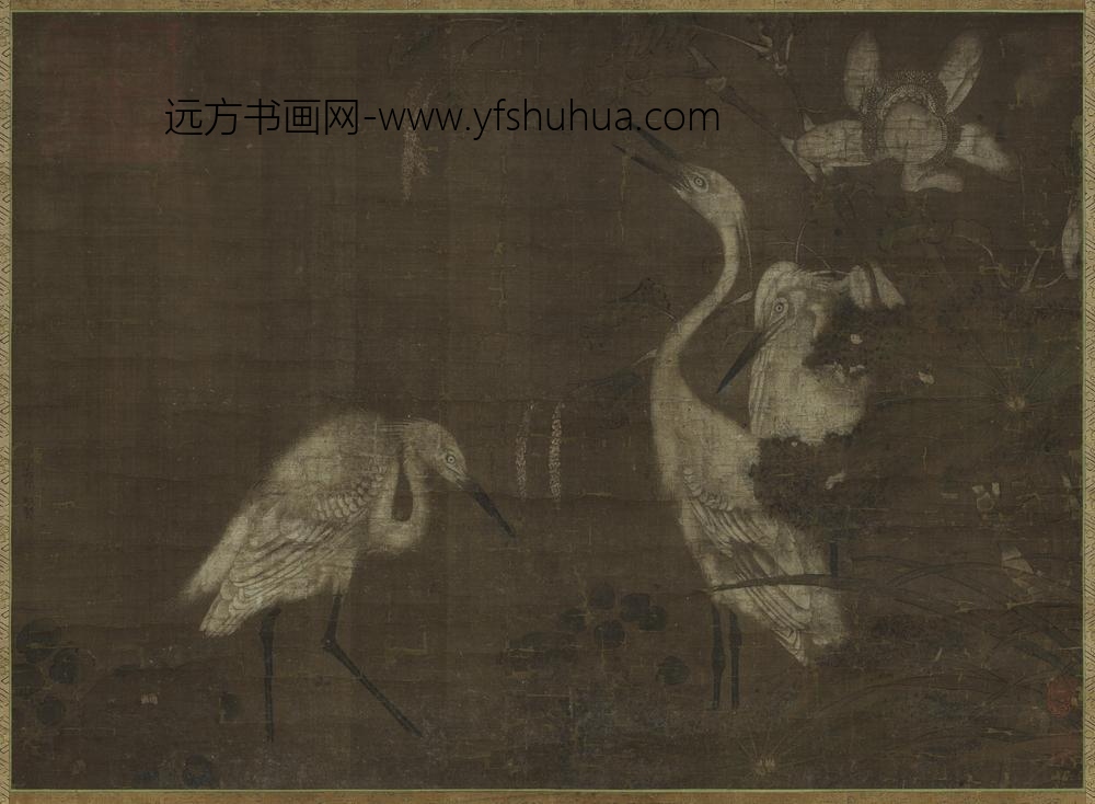 五代徐熙荷花鹭鸶轴五代徐熙荷花鹭鸶轴