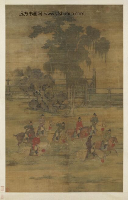 五代梁赵岩八达春游图轴.jpg