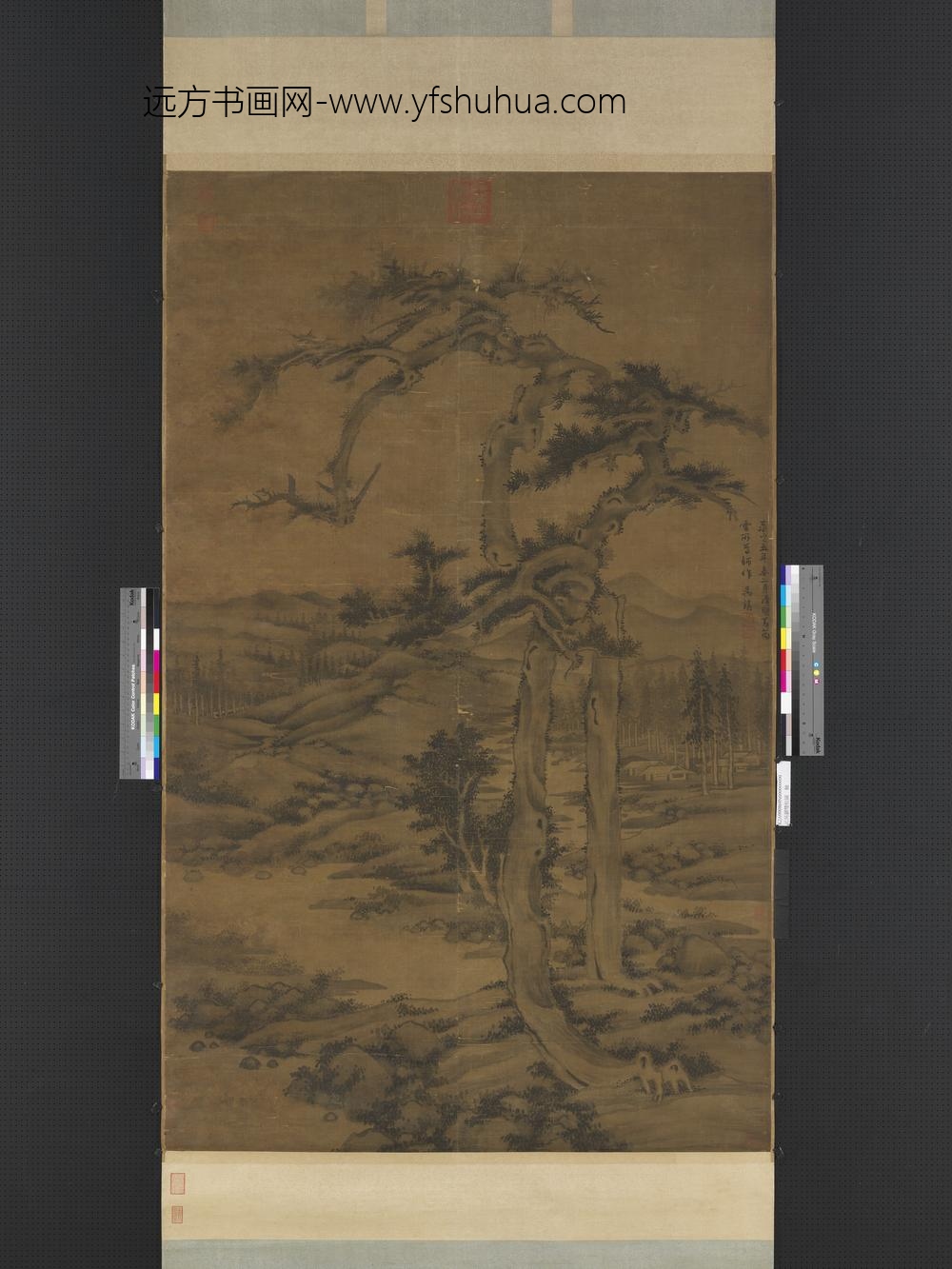 元吴镇双松图轴