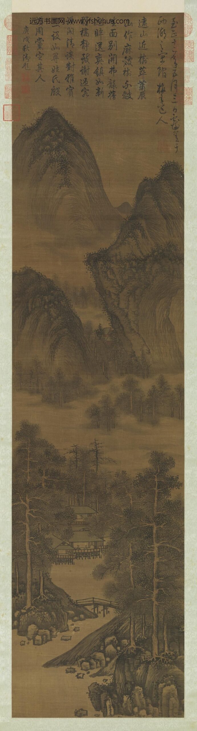 元吴镇山水轴