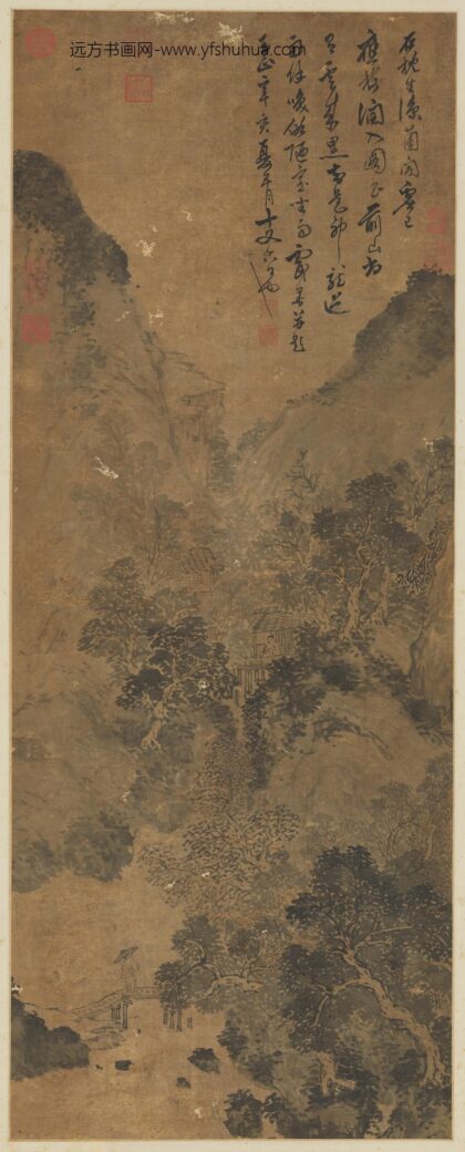 元吴镇溪山雨意图轴.jpg