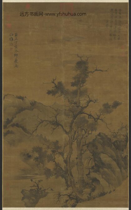 元张舜咨画古木飞泉轴.jpg