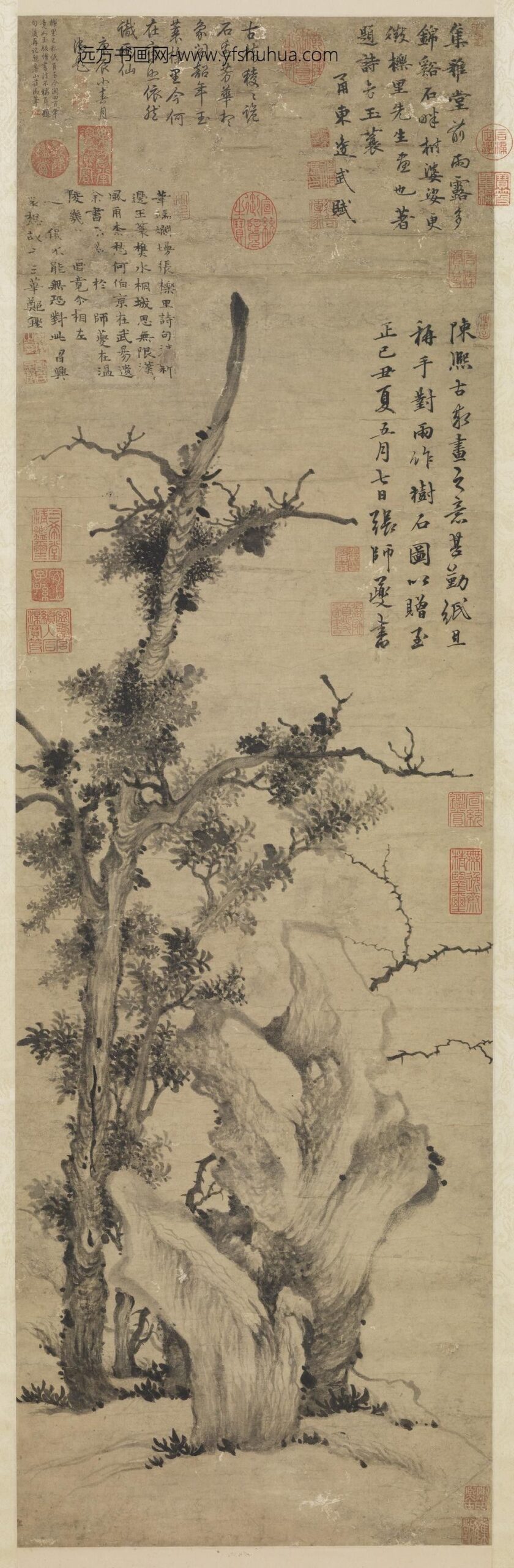 元张舜咨画树石轴