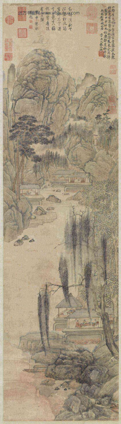元张雨仿郑虔林亭秋爽图轴.jpg