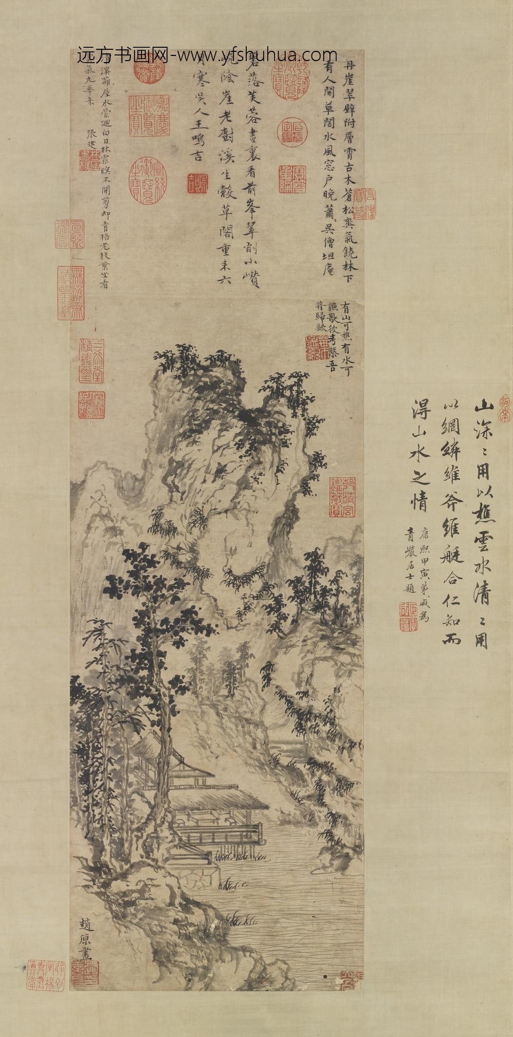 元赵原溪亭秋色轴