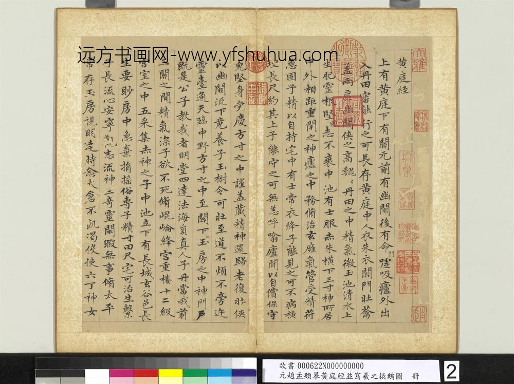 元赵孟俯摹黄庭经并写羲之换鹅图册-