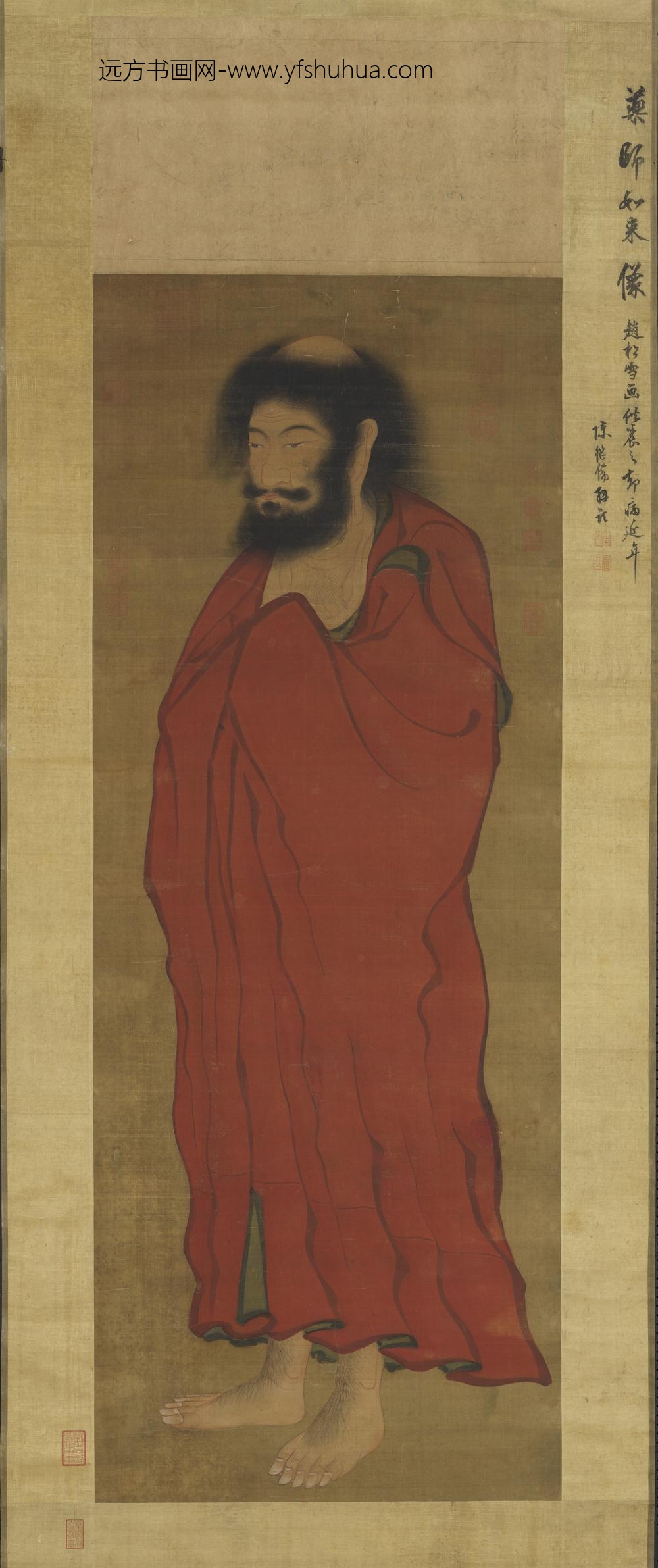 元赵孟俯画药师如来像轴