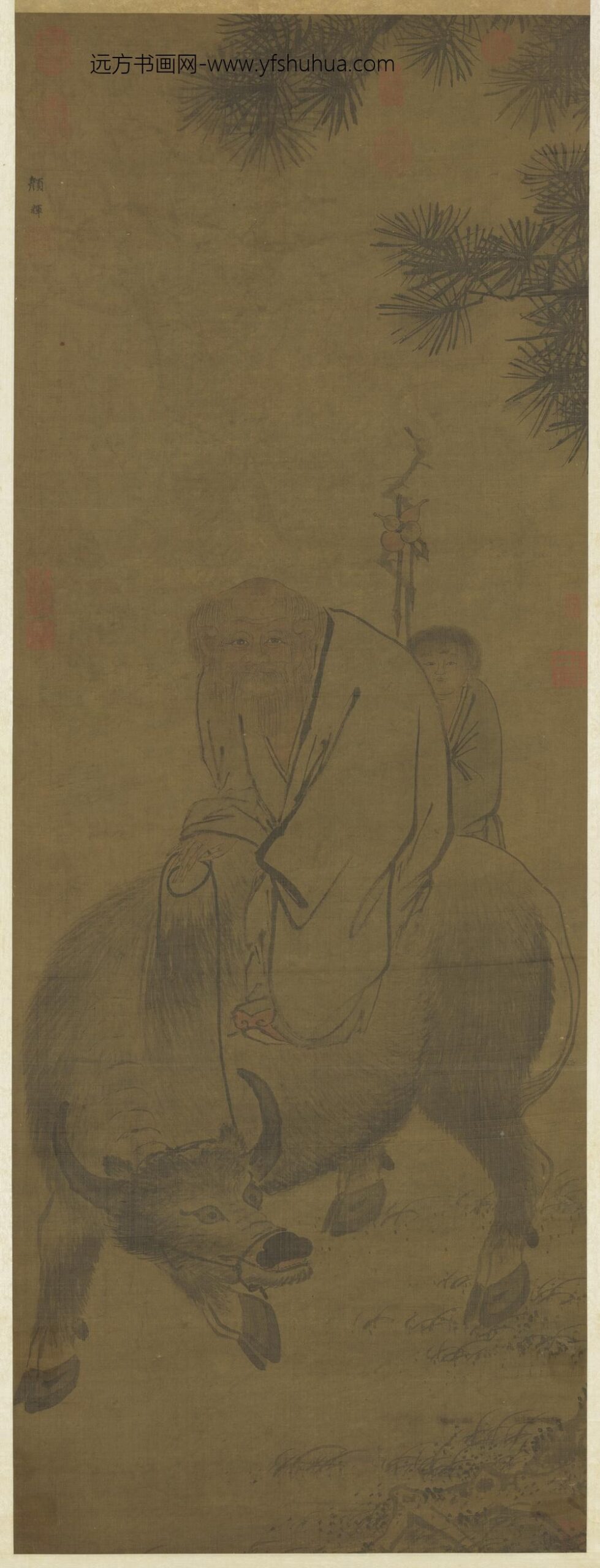 元颜辉画老子骑牛轴