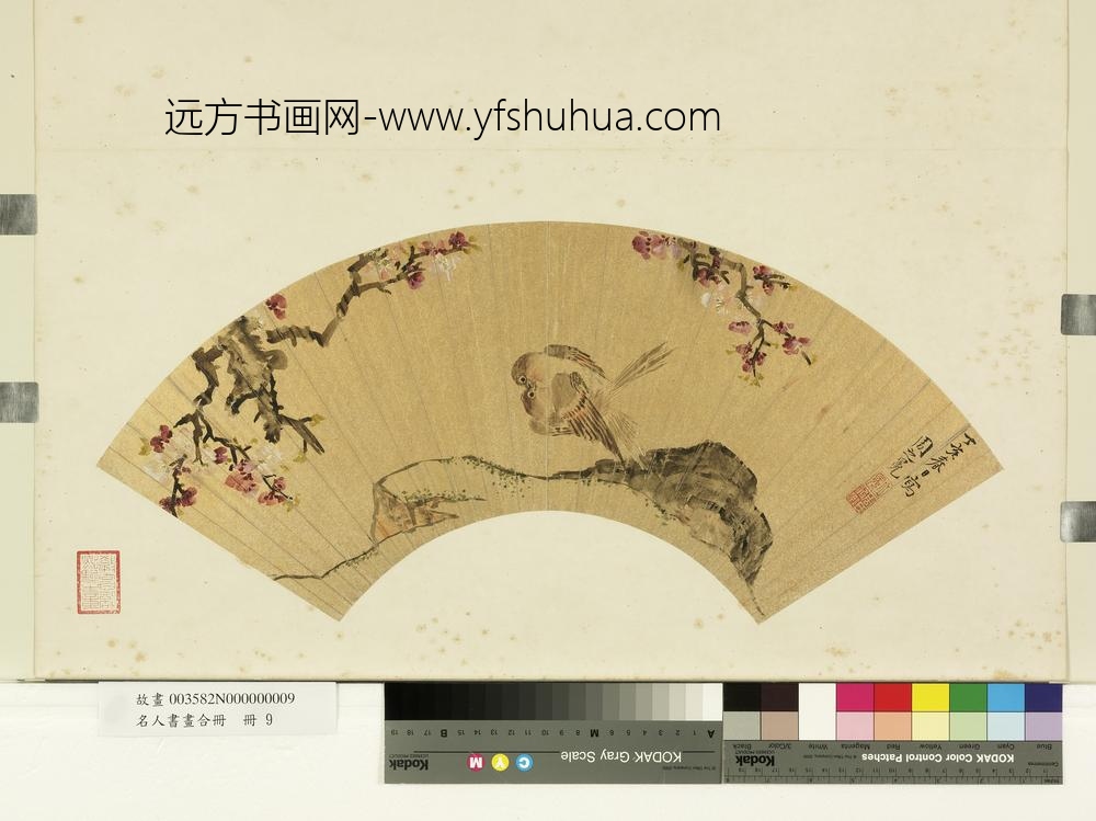 名人书画合册册明周之冕桃花双雀