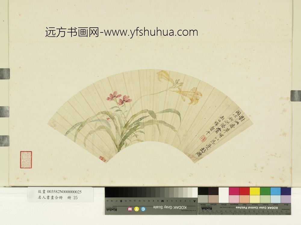 名人书画合册清恽寿平萱花石竹