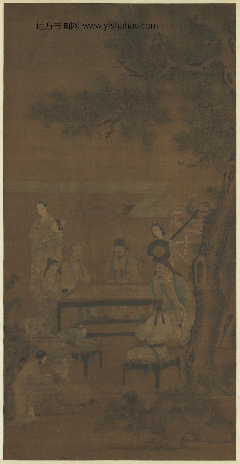 唐周昉演乐图轴