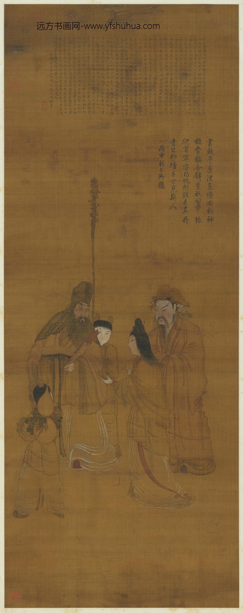 唐周昉麻姑仙坛记图轴