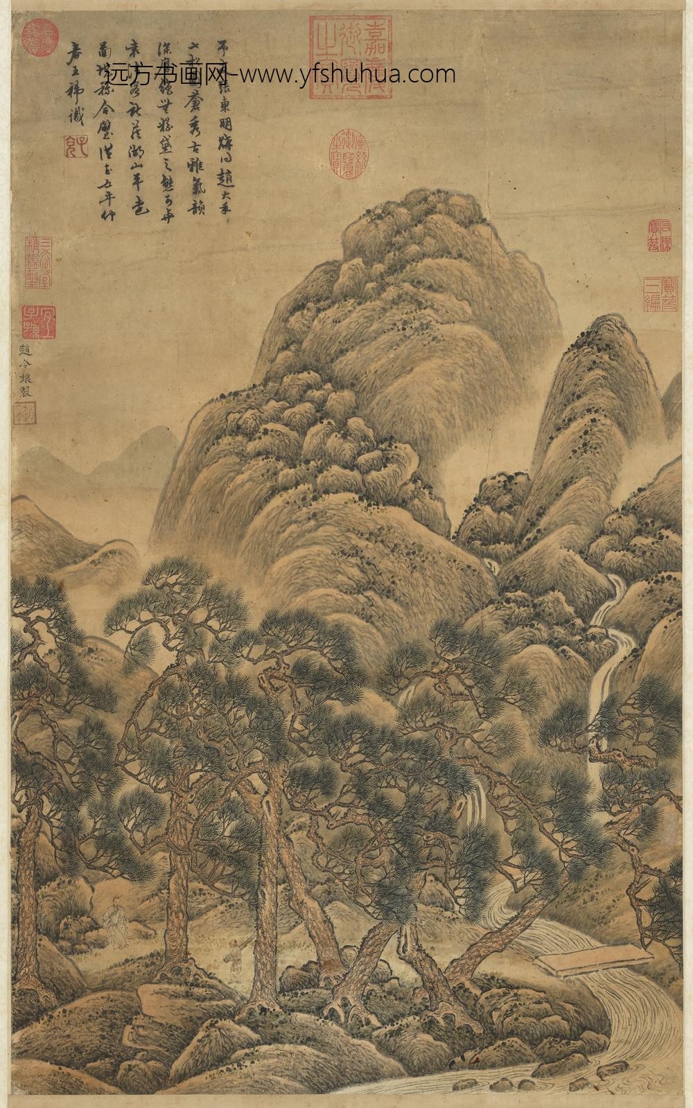 宋赵令穰七松图轴