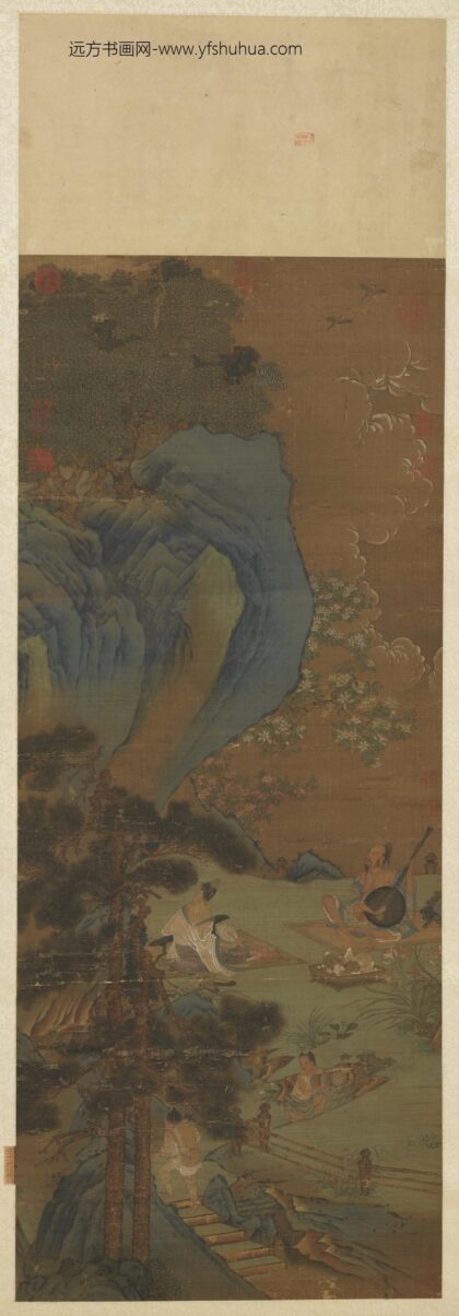 宋赵伯驹停琴摘阮图轴.jpg