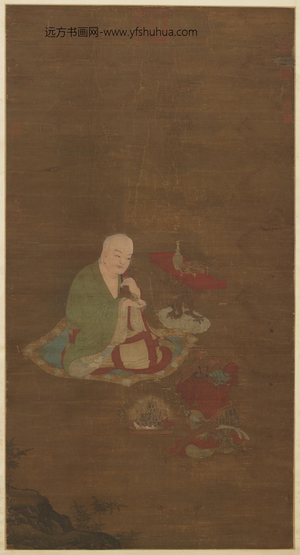 宋赵伯驹画海神听讲图轴