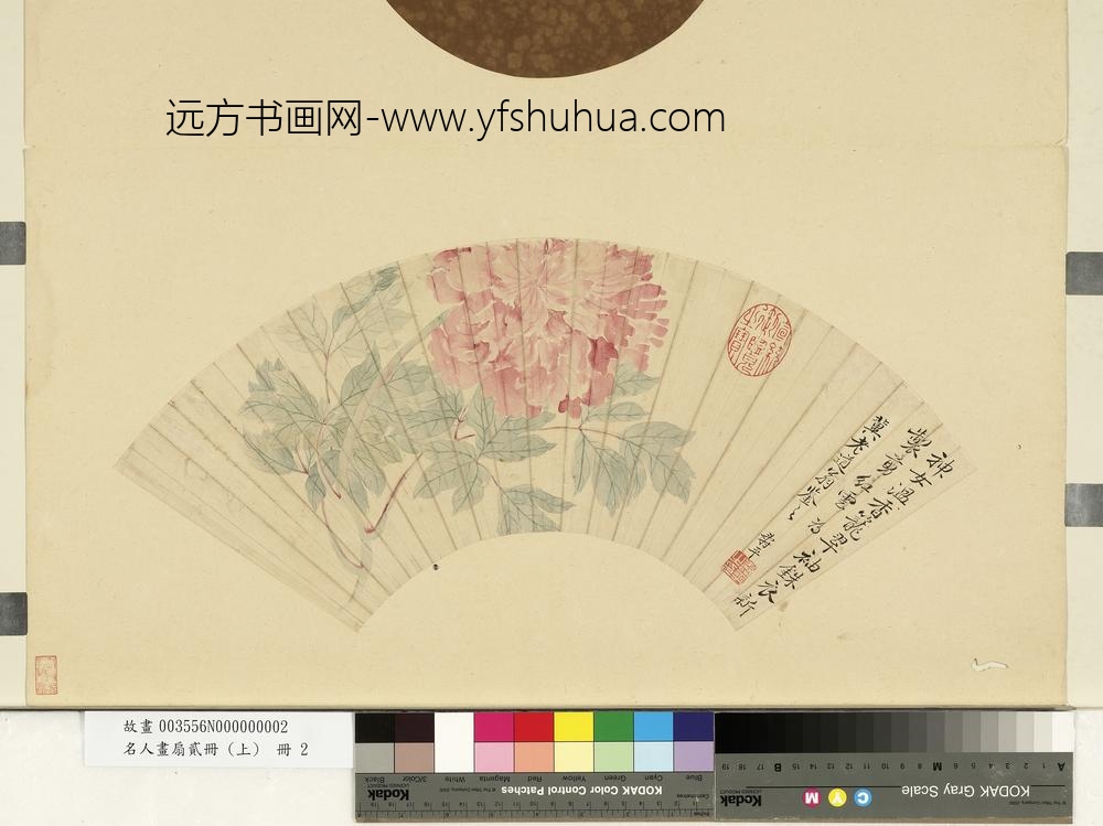 恽寿平折枝牡丹图-名人画扇贰册(上)册