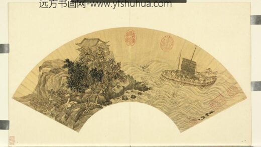 明人扇头画册明周臣江帆山阁.jpg