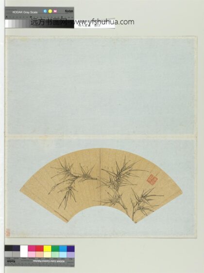 明人画扇册明张灵双钩竹枝.jpg