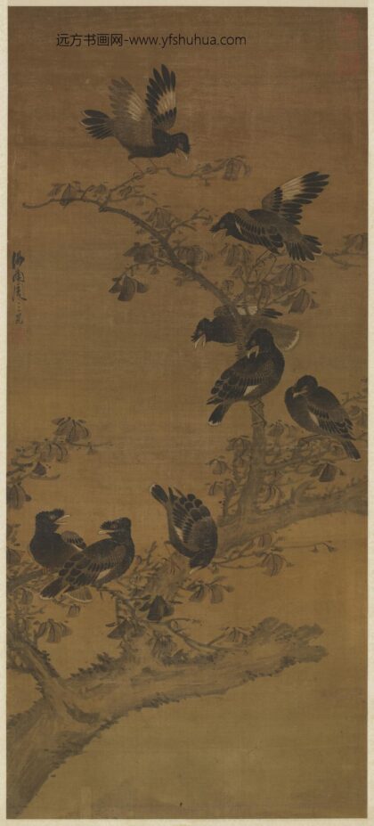 明周之冕画八百长春轴.jpg