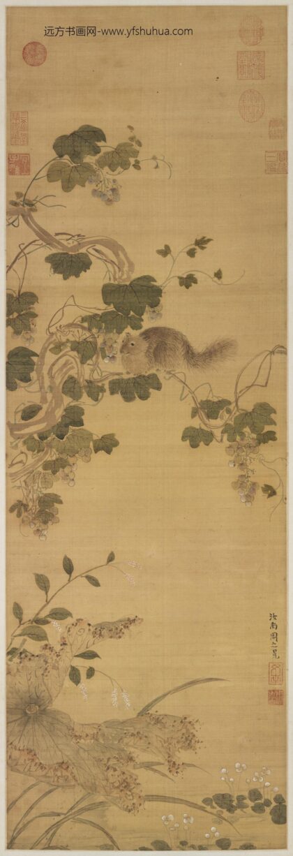 明周之冕画葡萄松鼠轴.jpg