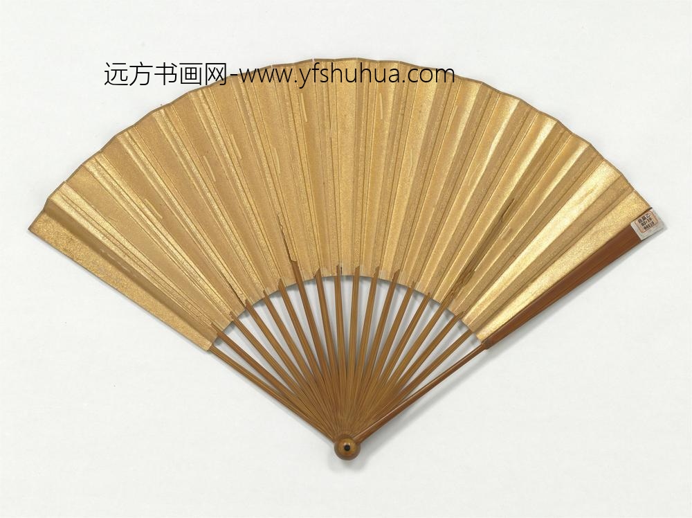 明周臣画寒山古木成扇