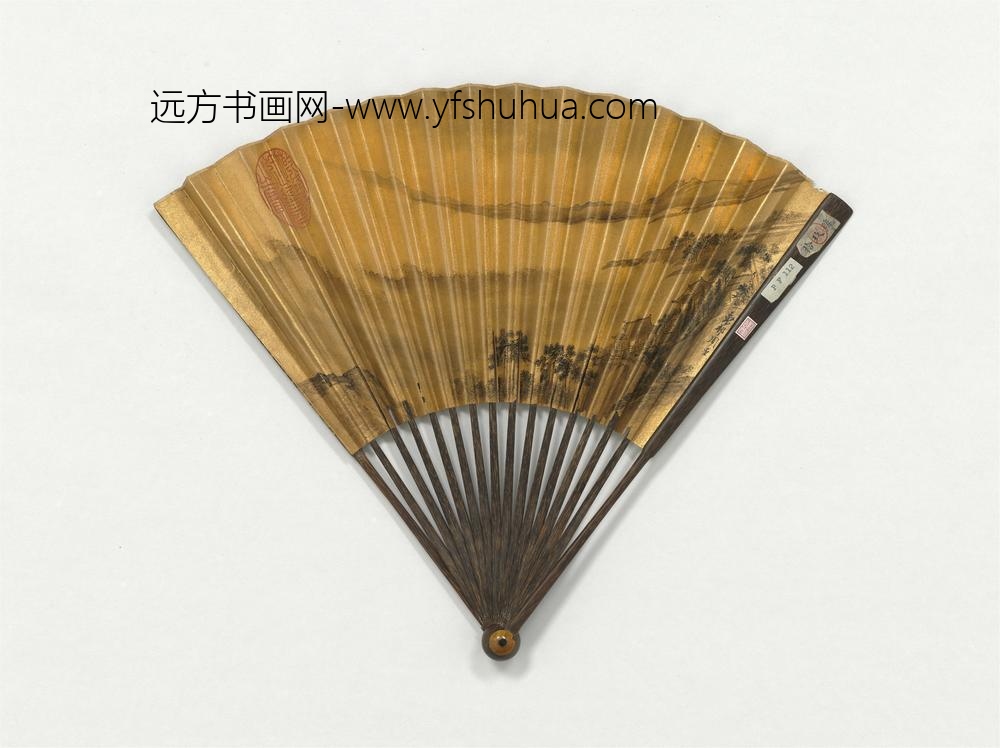 明周臣画烟山云霭成扇
