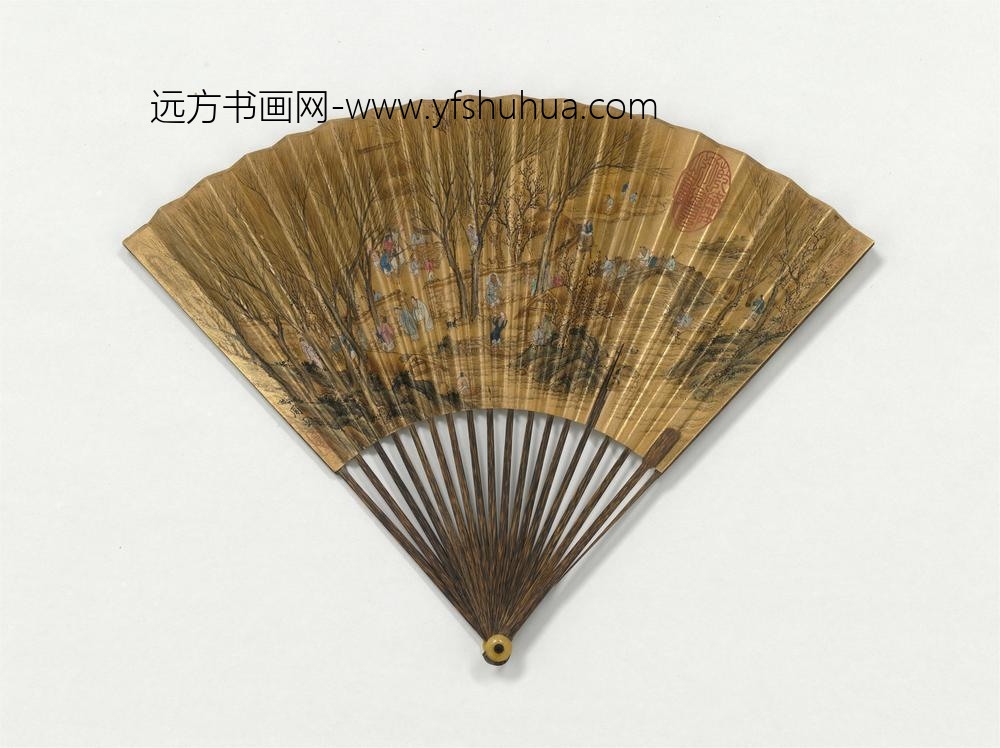 明周臣画田舍农乐成扇