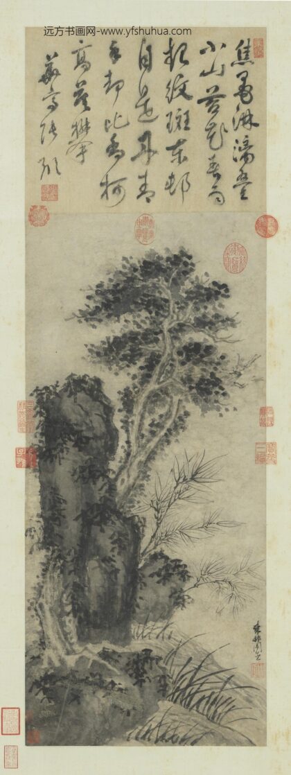 明周臣画竹柏轴.jpg