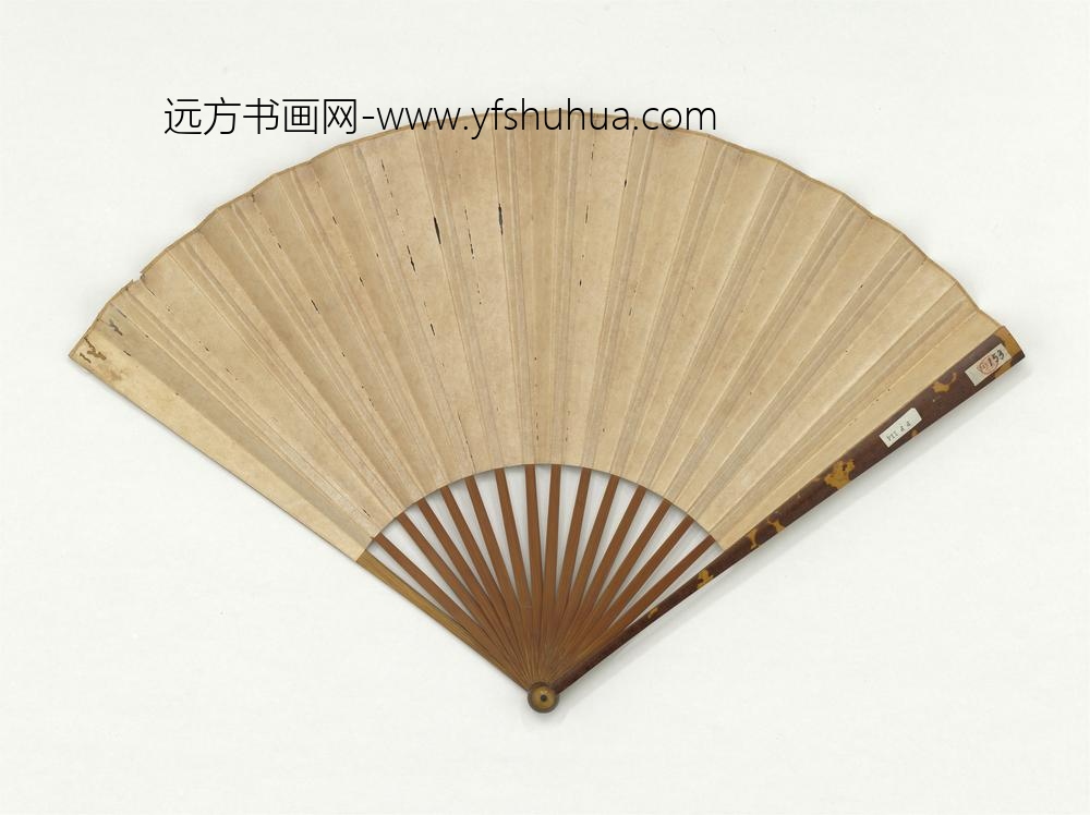 明周臣画落木寒山成扇