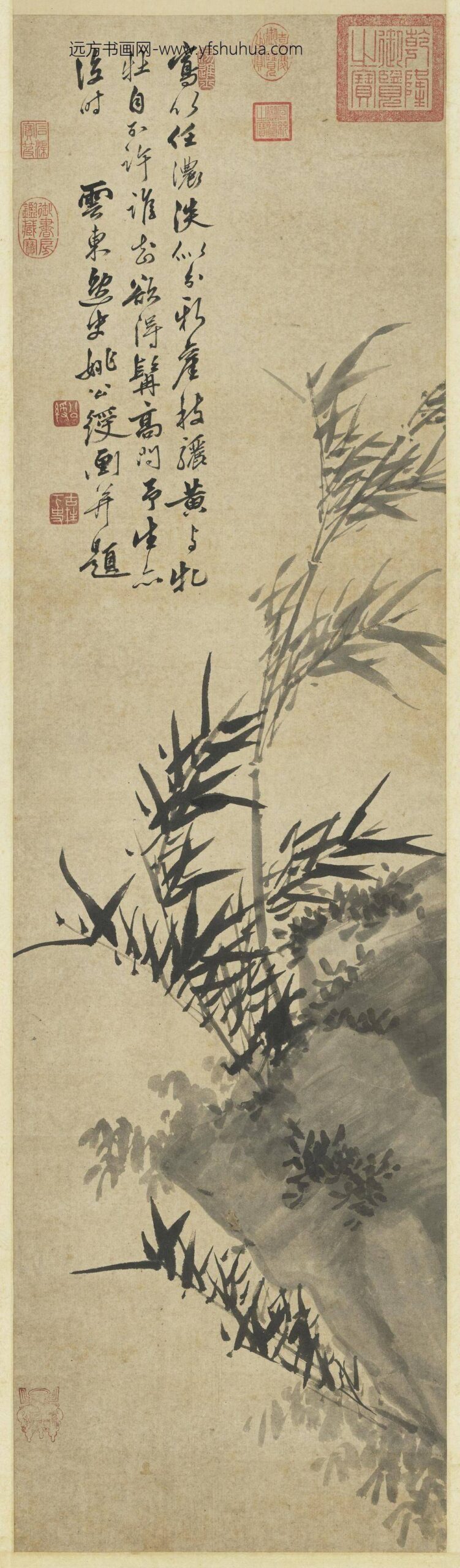 明姚绶画竹石轴