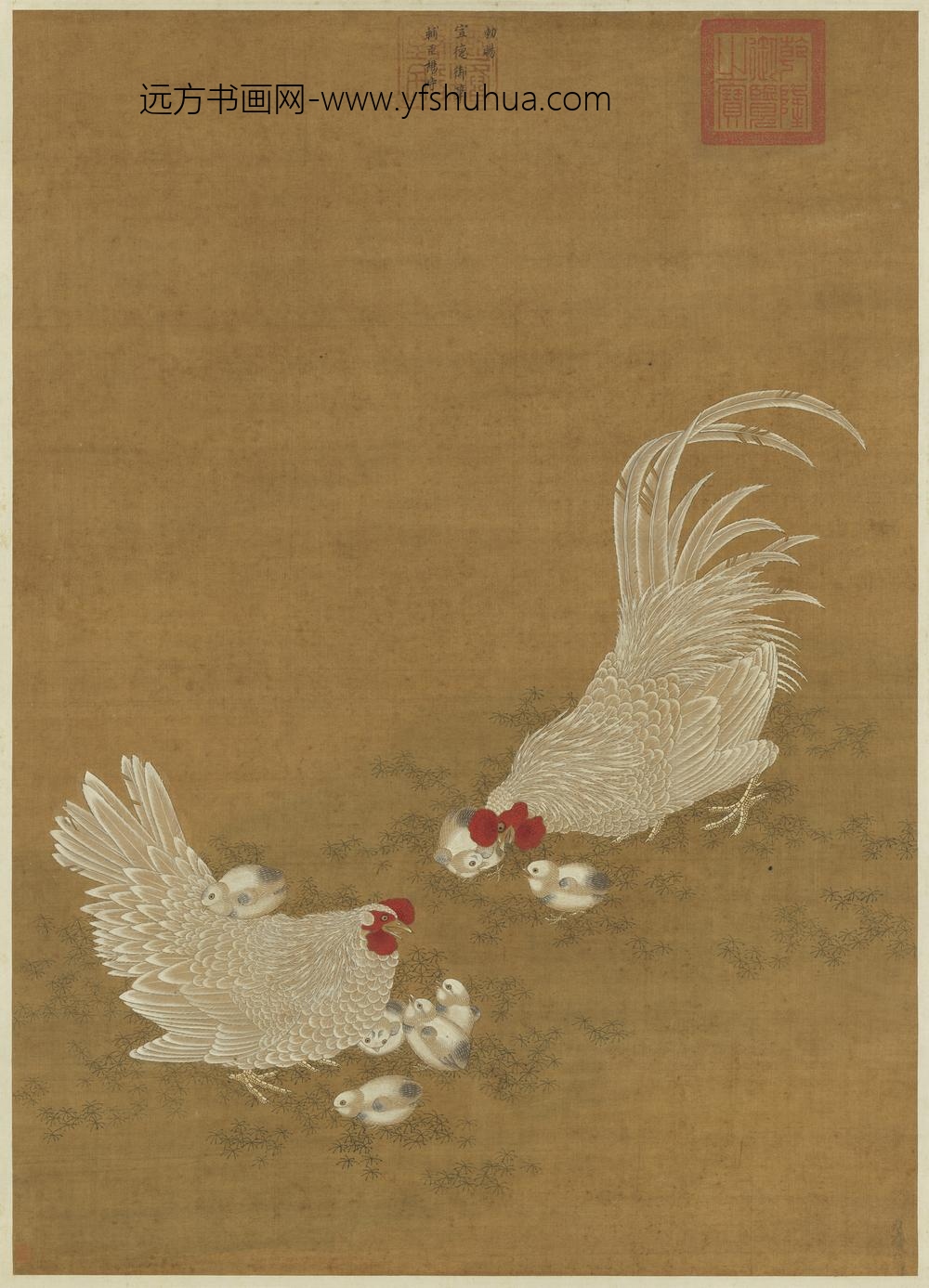 明宣宗画子母鸡图轴