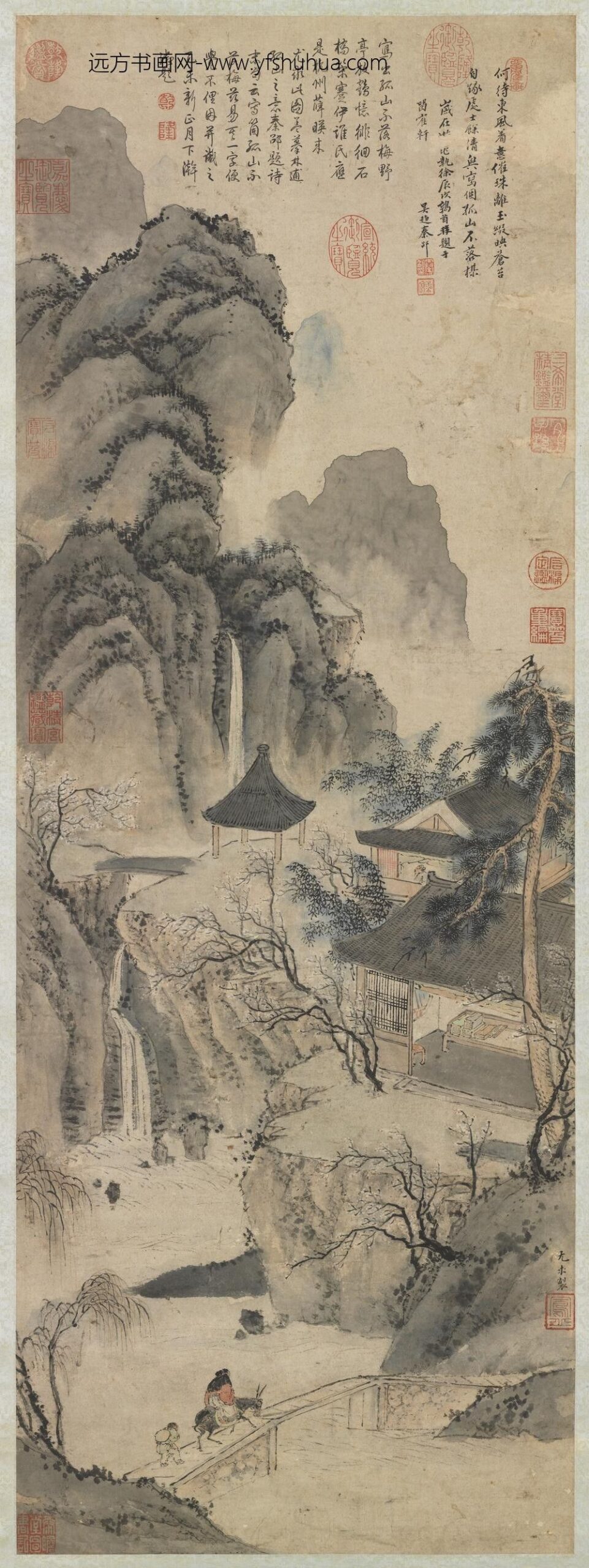 明尤求书阁早梅轴