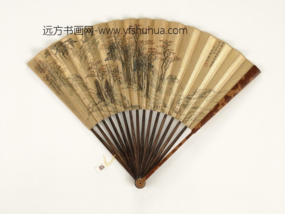 明张复画枫林成扇-