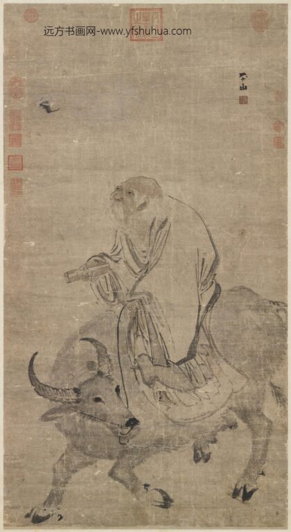 明张路画老子骑牛轴.jpg