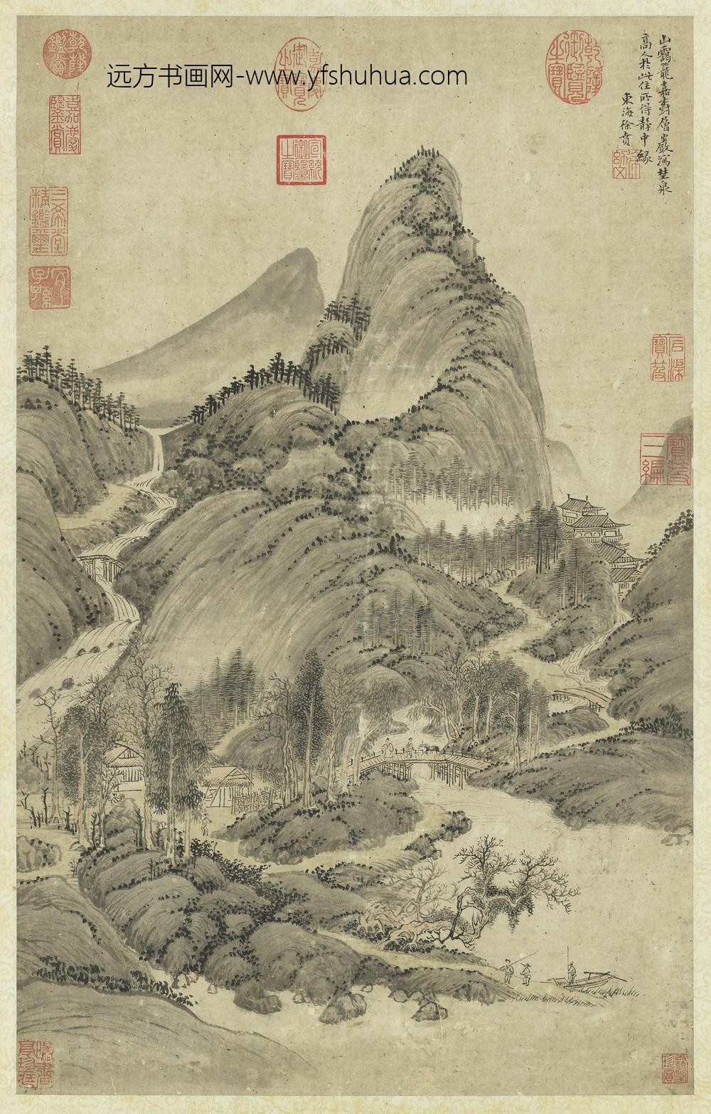 明徐贲画山水轴