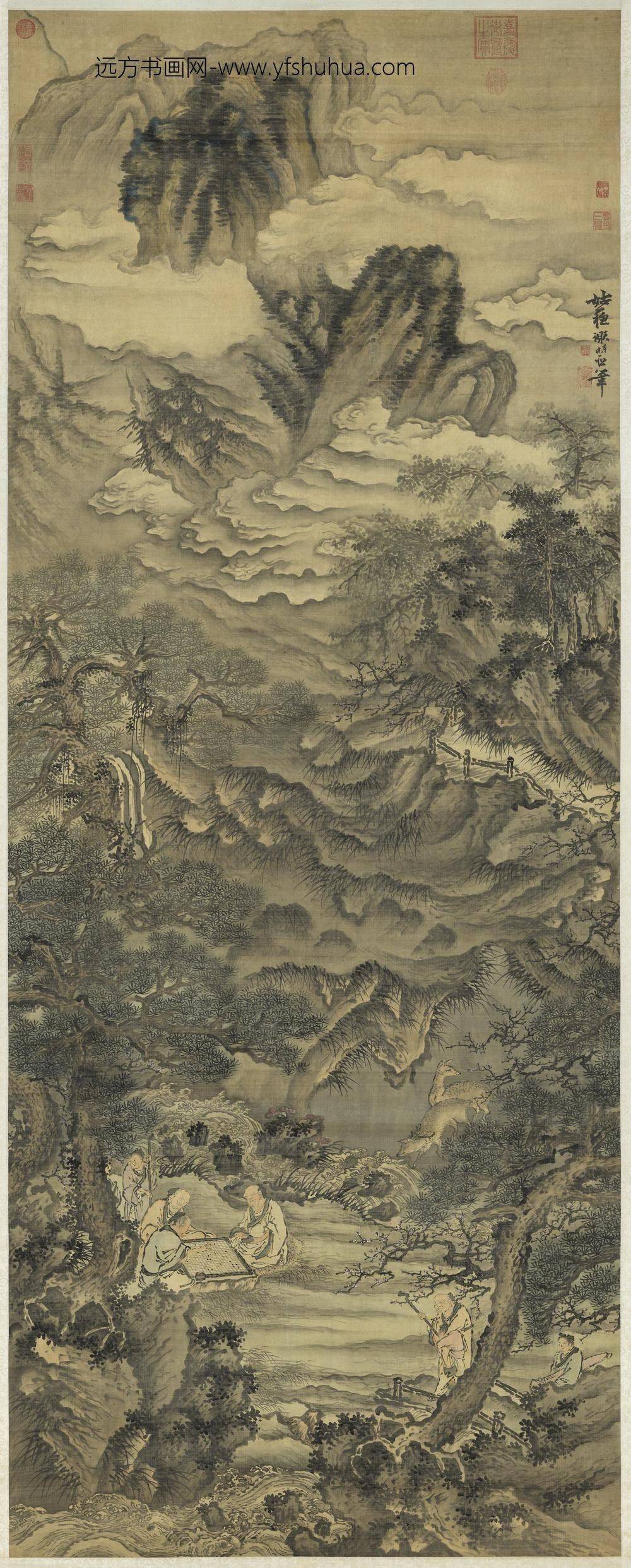 明谢时臣四皓轴